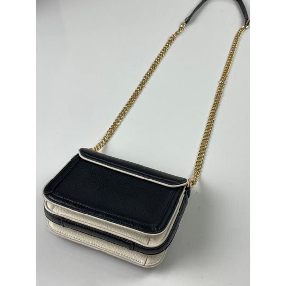 Tory Burch Duet Chain Convertible Shoulder Bag Black Ivory Gold 6.5 x 2.5 x 5 N0 - Picture 3 of 10